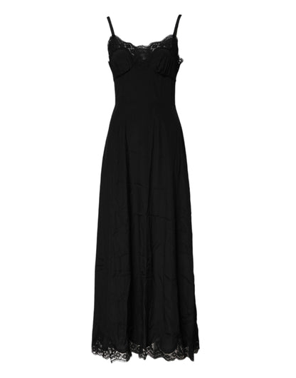 Robe lingerie en dentelle florale noire Dolce &amp; Gabbana