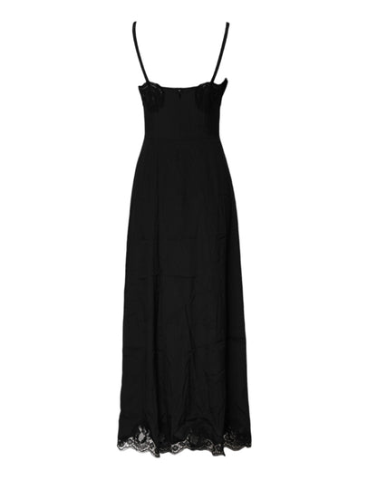 Robe lingerie en dentelle florale noire Dolce &amp; Gabbana