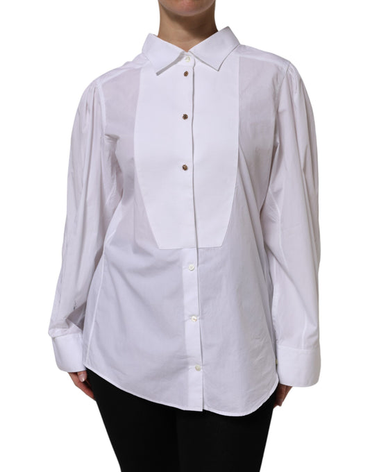 Chemise habillée à manches longues en coton blanc Dolce &amp; Gabbana