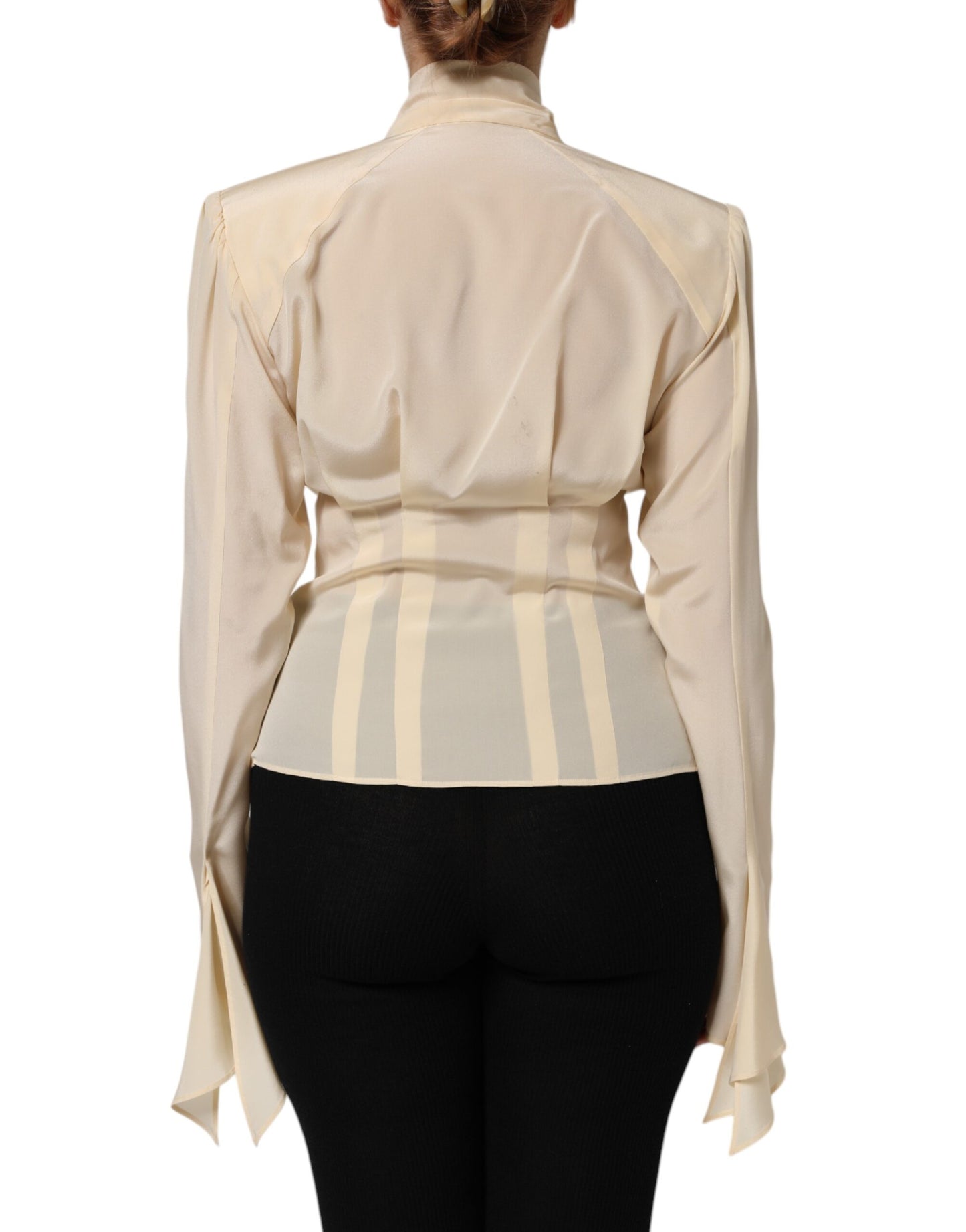 Chemisier boutonné jaune clair à col Ascot Dolce &amp; Gabbana
