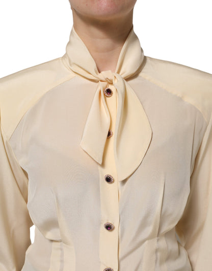 Chemisier boutonné jaune clair à col Ascot Dolce &amp; Gabbana