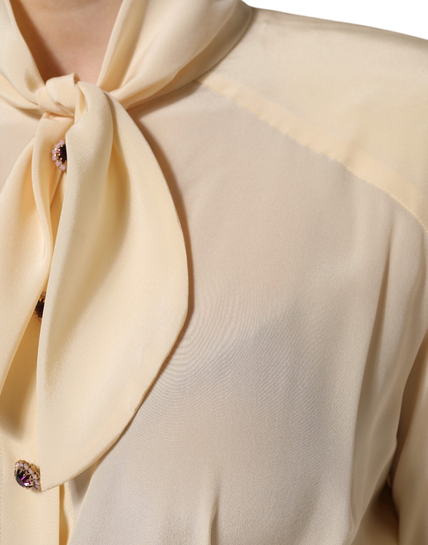 Chemisier boutonné jaune clair à col Ascot Dolce &amp; Gabbana