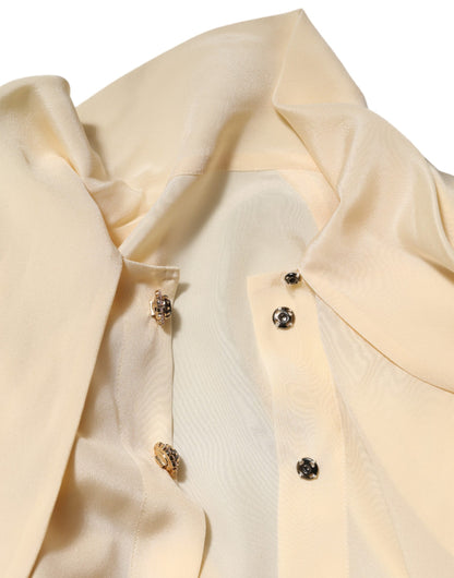 Chemisier boutonné jaune clair à col Ascot Dolce &amp; Gabbana