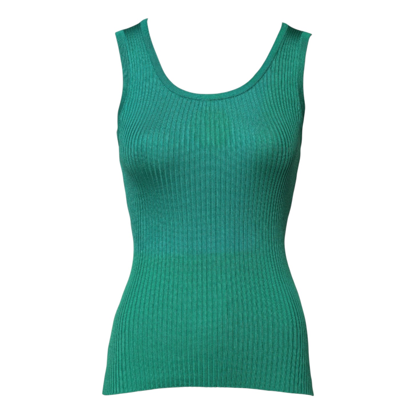 Dolce & Gabbana Green Silk Sleeveless Round Neck Tank Top by Dolce & Gabbana