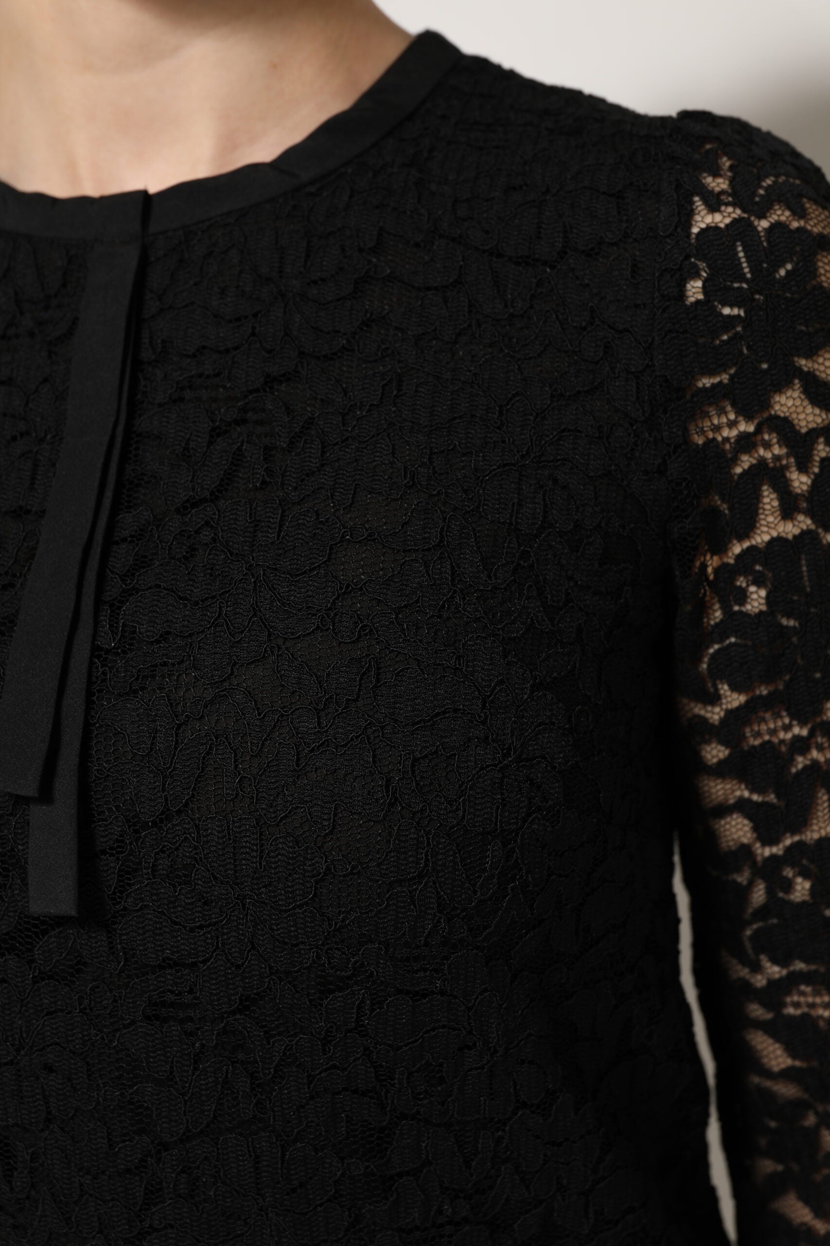 Dolce & Gabbana Black Nylon Lace Long Sleeve Blouse Top by Dolce & Gabbana
