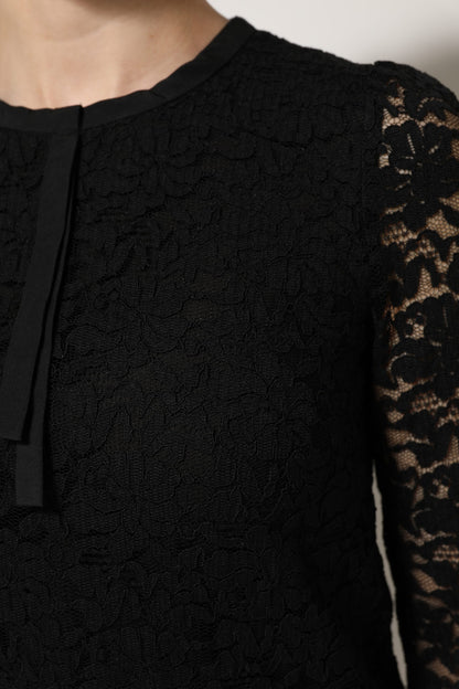 Dolce & Gabbana Black Nylon Lace Long Sleeve Blouse Top by Dolce & Gabbana