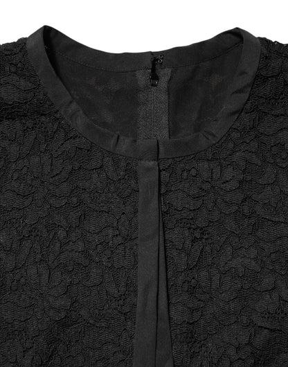 Dolce & Gabbana Black Nylon Lace Long Sleeve Blouse Top by Dolce & Gabbana