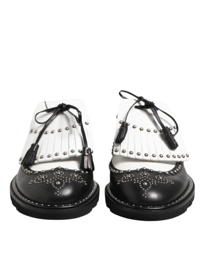 Chaussures habillées Dreby cloutées en cuir noir et blanc Dolce &amp; Gabbana