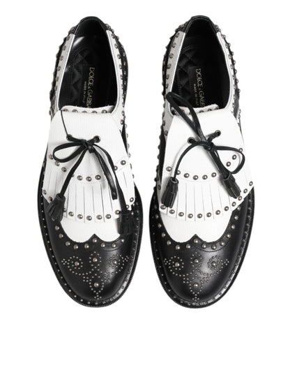 Chaussures habillées Dreby cloutées en cuir noir et blanc Dolce &amp; Gabbana