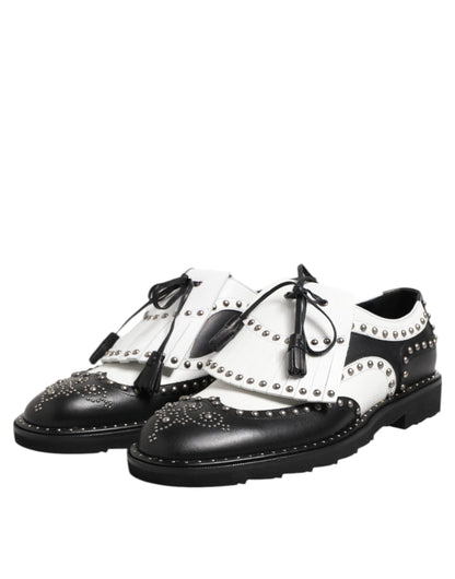Chaussures habillées Dreby cloutées en cuir noir et blanc Dolce &amp; Gabbana
