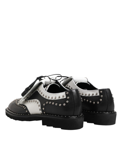 Chaussures habillées Dreby cloutées en cuir noir et blanc Dolce &amp; Gabbana