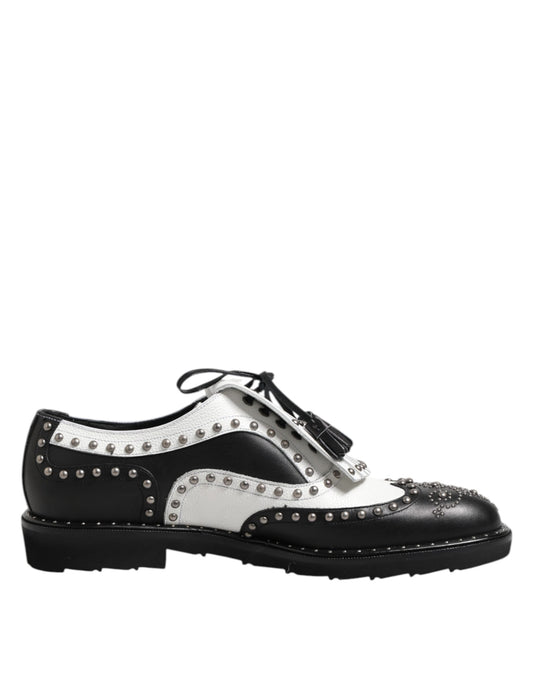 Chaussures habillées Dreby cloutées en cuir noir et blanc Dolce &amp; Gabbana