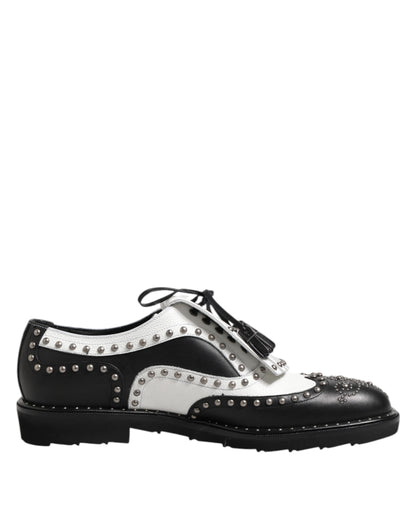 Chaussures habillées Dreby cloutées en cuir noir et blanc Dolce &amp; Gabbana