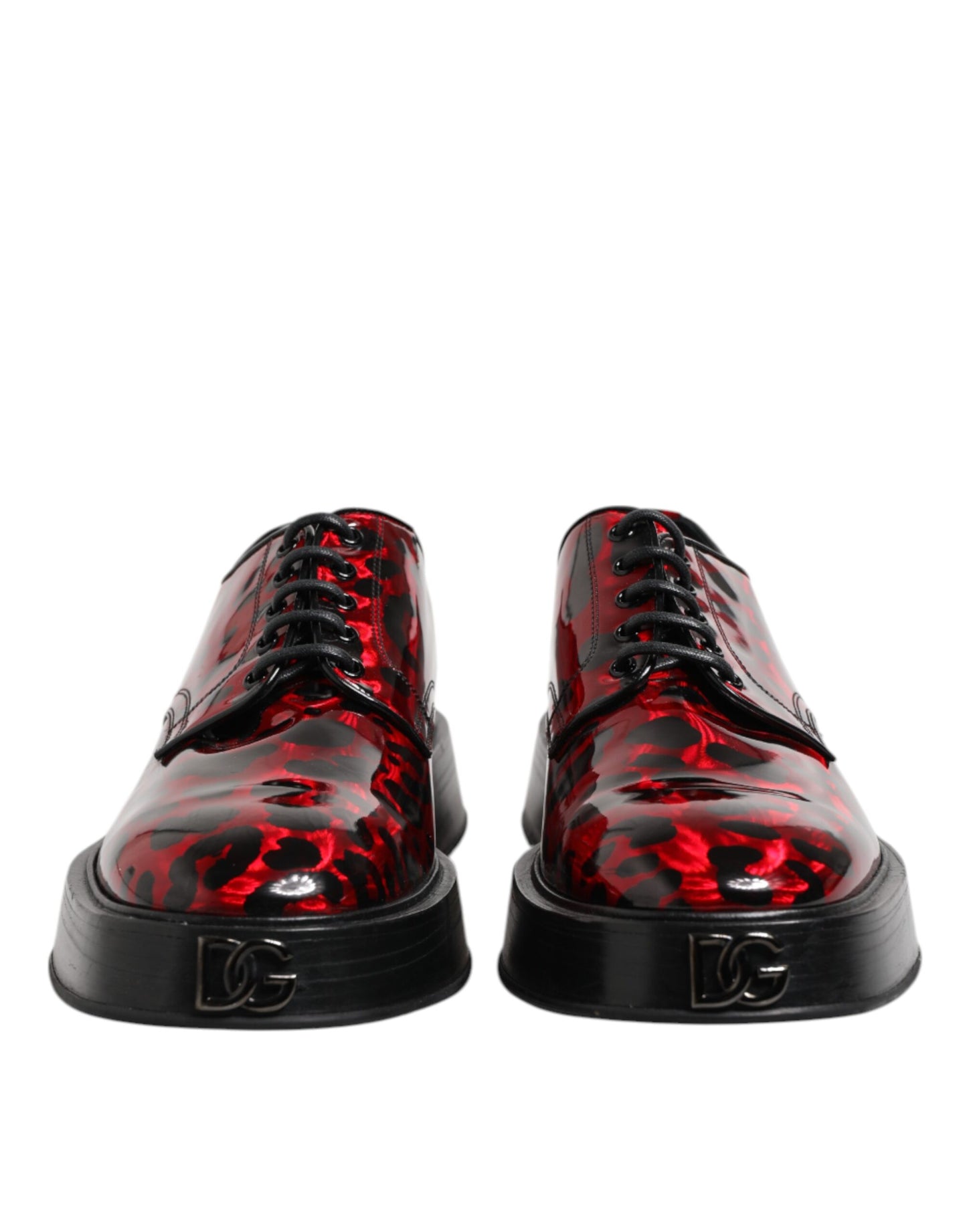 Chaussures habillées pour hommes Dolce &amp; Gabbana Derby léopard rouge