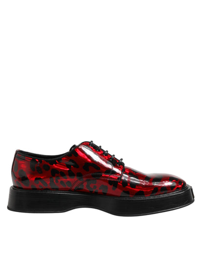 Chaussures habillées pour hommes Dolce &amp; Gabbana Derby léopard rouge
