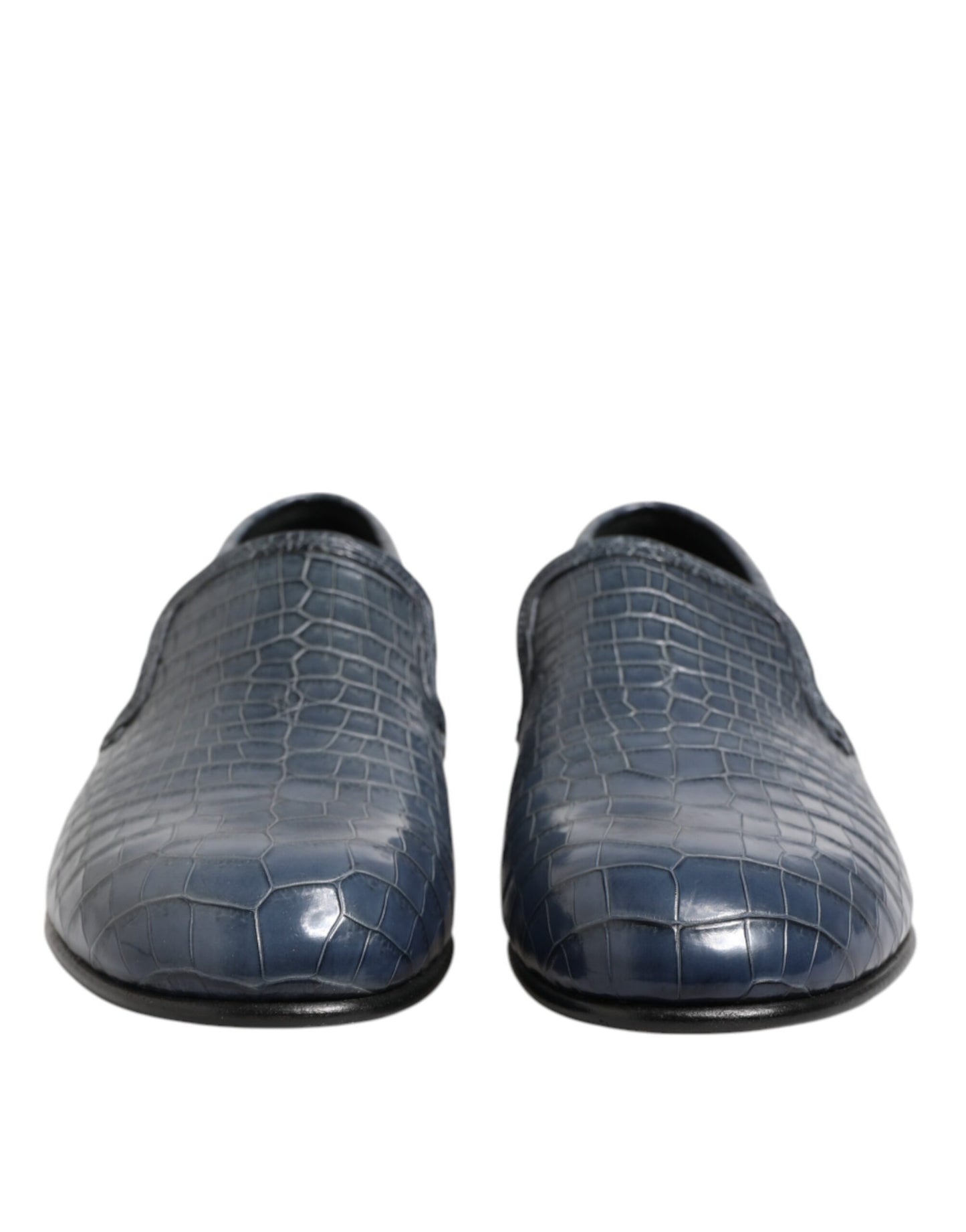 Dolce &amp; Gabbana Blue Exotic Leather Slip On Loafers Men Dress Shoes