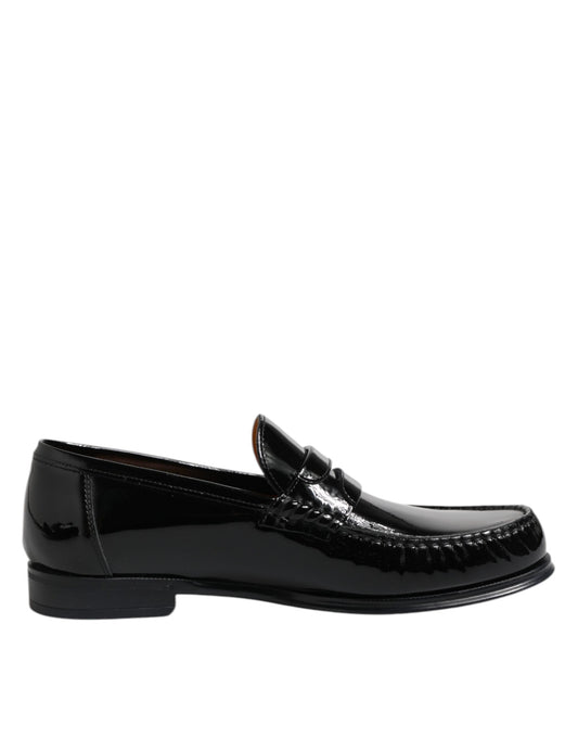 Mocassins à enfiler en cuir noir Dolce &amp; Gabbana