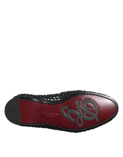 Mocassins à enfiler en cuir tressé noir Dolce &amp; Gabbana pour homme
