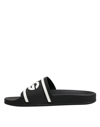 Sandales Dolce &amp; Gabbana noires et blanches en caoutchouc pour homme