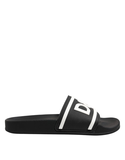 Sandales Dolce &amp; Gabbana noires et blanches en caoutchouc pour homme