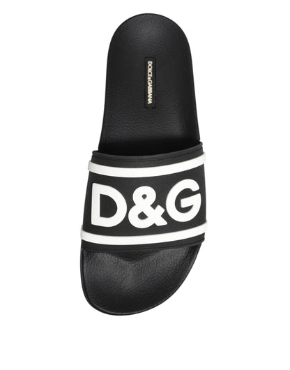 Sandales Dolce &amp; Gabbana noires et blanches en caoutchouc pour homme
