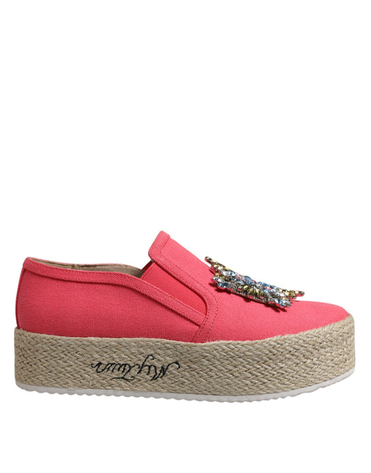 Chaussures à enfiler Twinset en toile rose ornées de cristaux