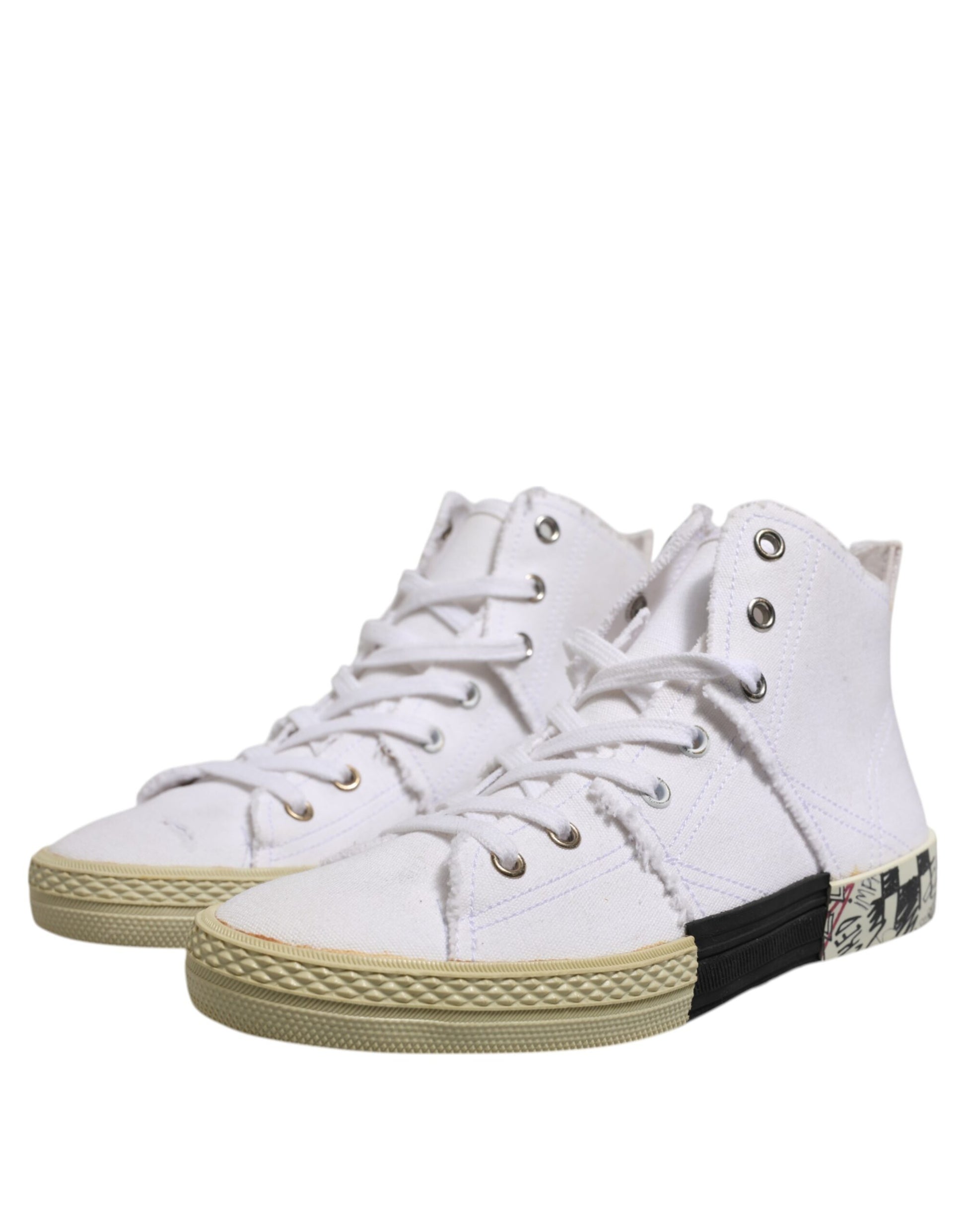 Maison Margiela White Lace Up Mid Top Women Sneakers Shoes by Maison Margiela