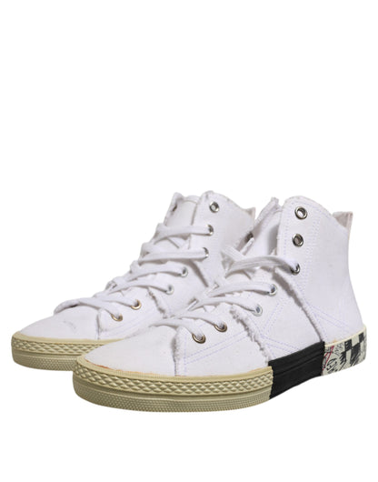 Maison Margiela White Lace Up Mid Top Women Sneakers Shoes by Maison Margiela
