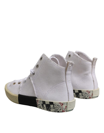Maison Margiela White Lace Up Mid Top Women Sneakers Shoes by Maison Margiela