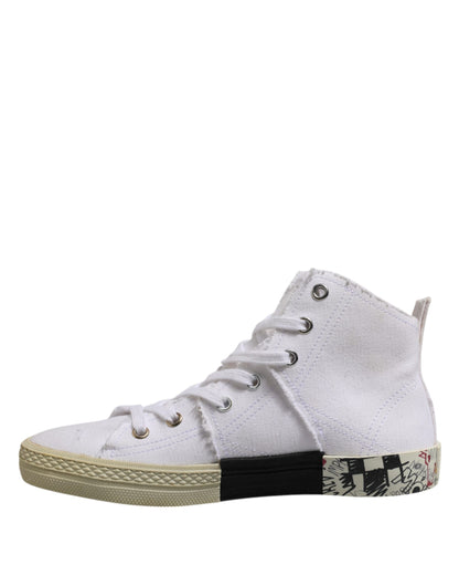 Maison Margiela White Lace Up Mid Top Women Sneakers Shoes by Maison Margiela