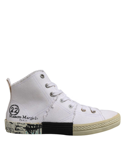 Maison Margiela White Lace Up Mid Top Women Sneakers Shoes by Maison Margiela