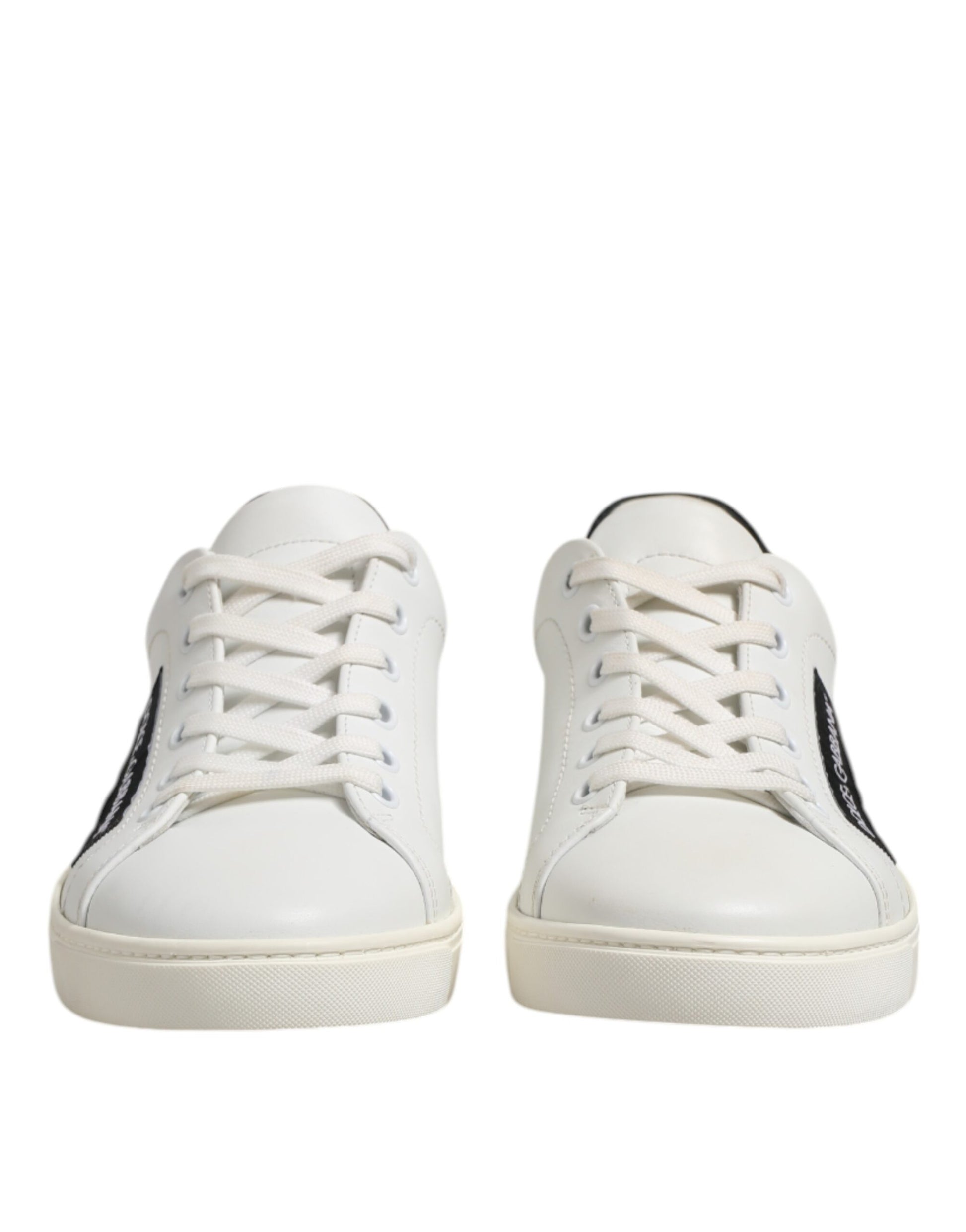 Dolce & Gabbana White Black Leather Lace Up Men Sneakers Shoes by Dolce & Gabbana