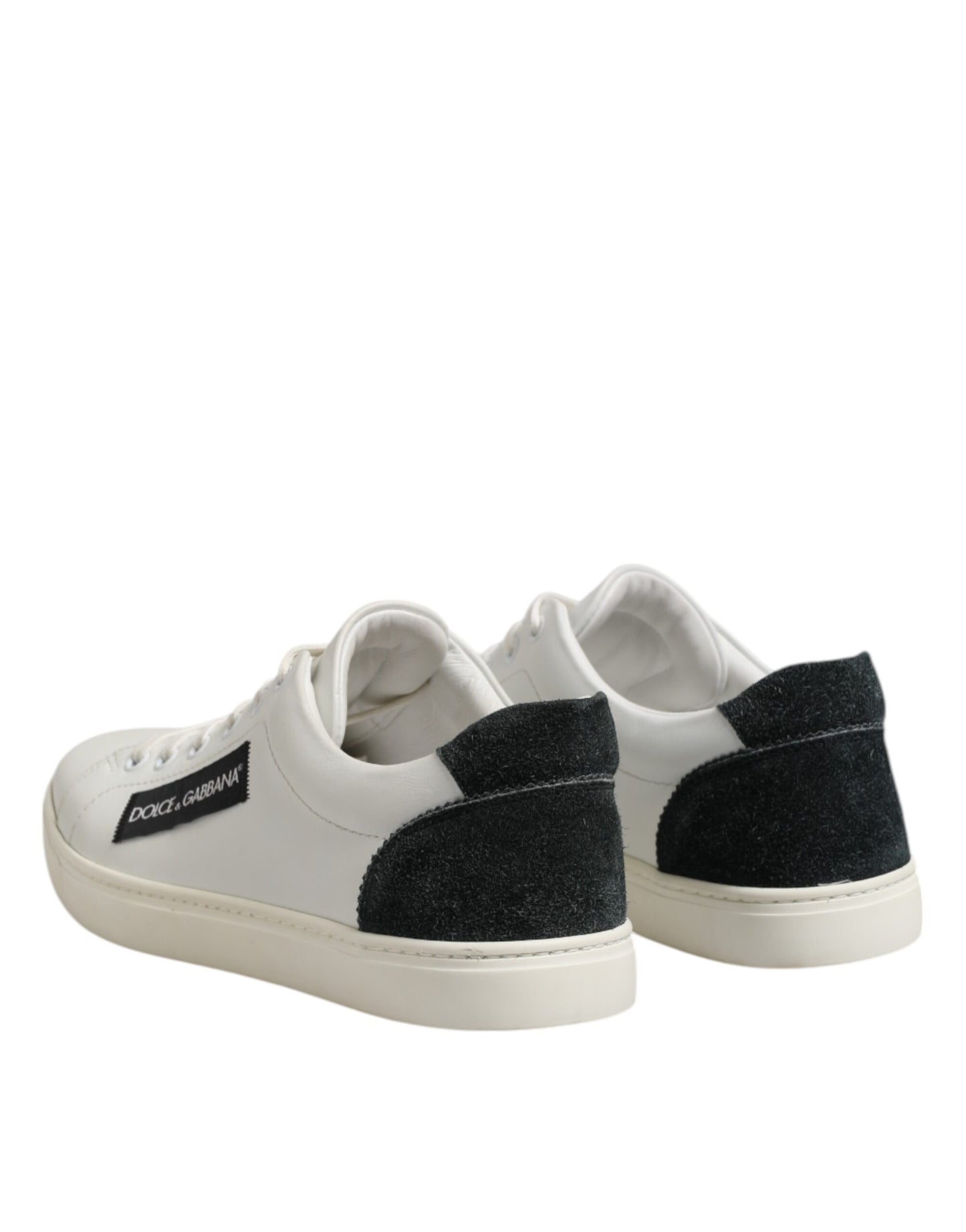 Dolce & Gabbana White Black Leather Lace Up Men Sneakers Shoes by Dolce & Gabbana