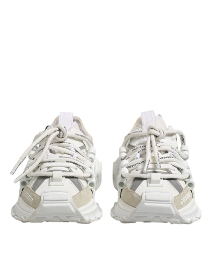 Dolce & Gabbana White Gray Low Top Space Sneakers Shoes by Dolce & Gabbana