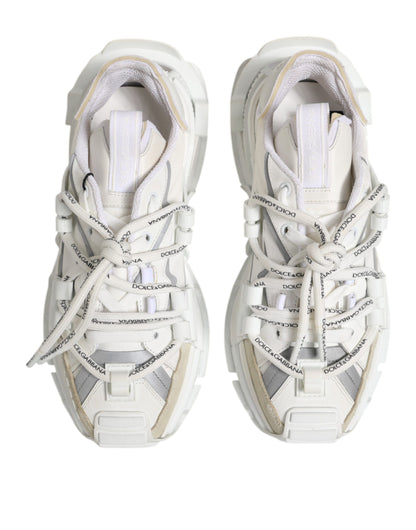 Dolce & Gabbana White Gray Low Top Space Sneakers Shoes by Dolce & Gabbana