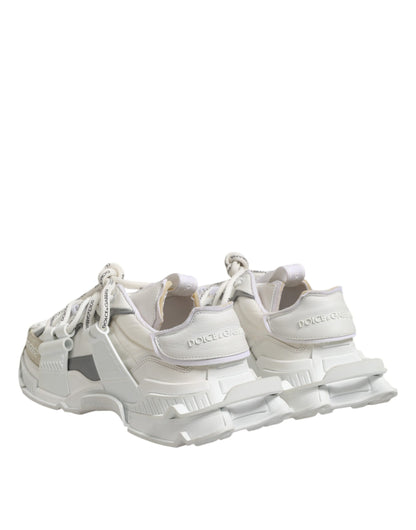 Dolce & Gabbana White Gray Low Top Space Sneakers Shoes by Dolce & Gabbana