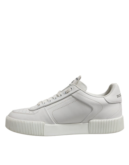 Dolce &amp; Gabbana White Miami Leather Low Top Men Sneakers Shoes