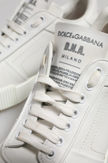Dolce &amp; Gabbana White Miami Leather Low Top Men Sneakers Shoes