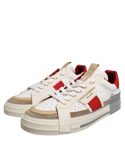 Dolce &amp; Gabbana Multicolor Leather Low Top Sneakers Shoes
