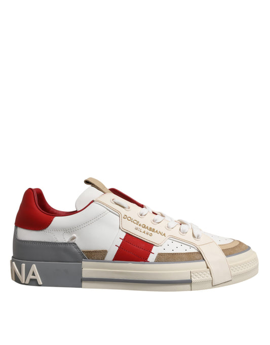 Dolce &amp; Gabbana Multicolor Leather Low Top Sneakers Shoes
