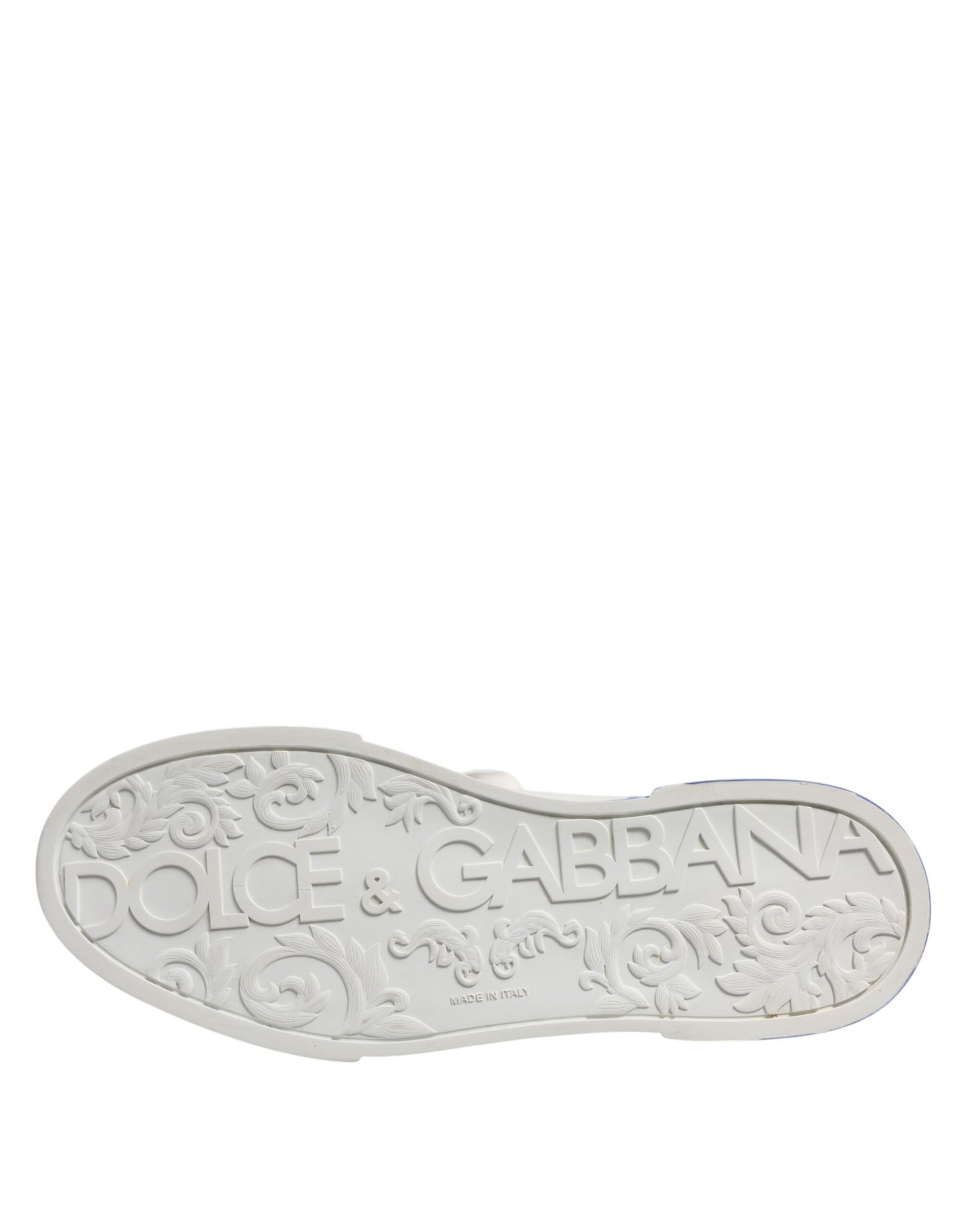 Dolce & Gabbana White Blue Low Top Leather Sneakers Shoes by Dolce & Gabbana