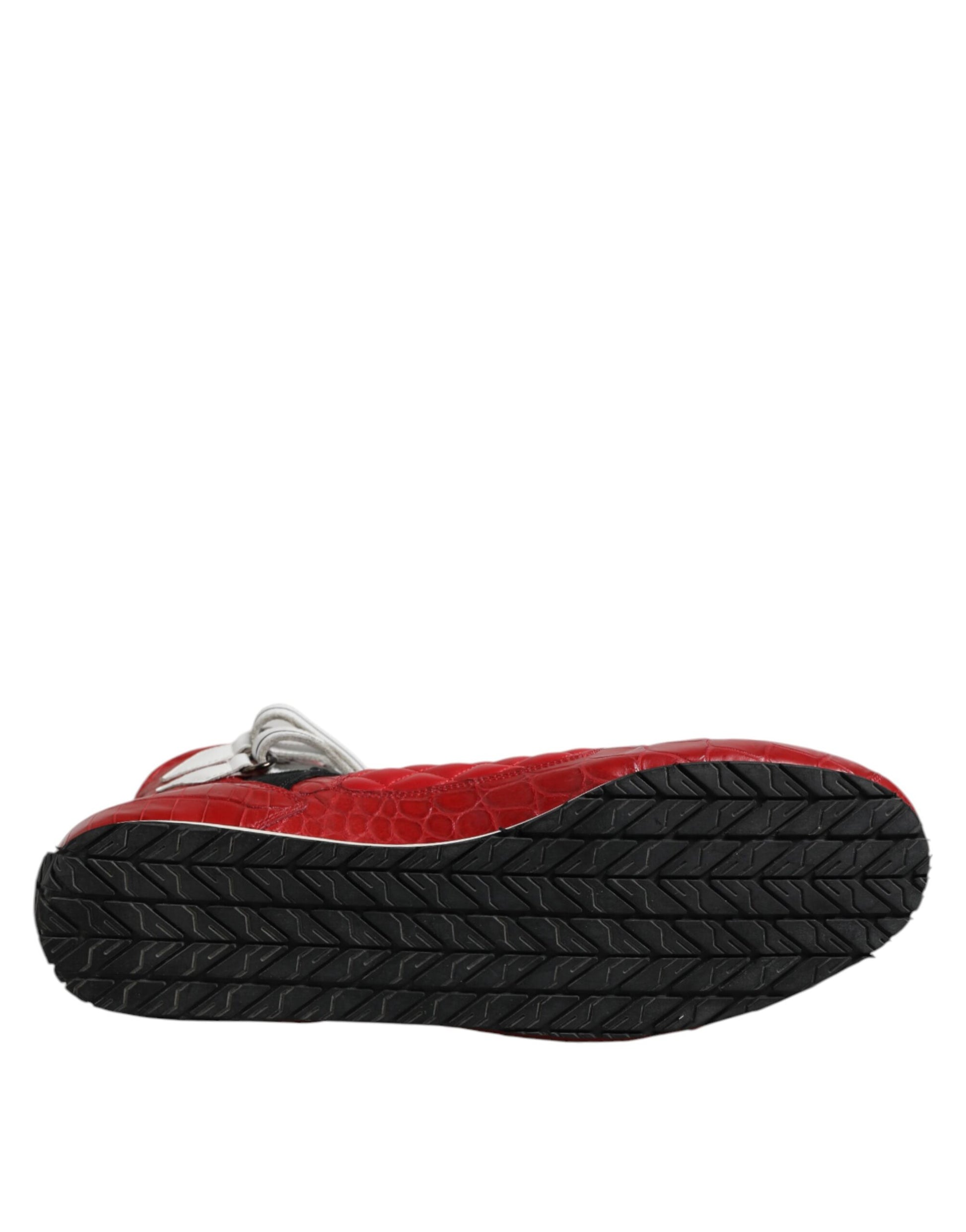 Dolce & Gabbana Red Quilted Leather Lace Up Sneakers Shoes by Dolce & Gabbana