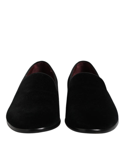 Mocassins à enfiler en velours noir Dolce &amp; Gabbana, chaussures habillées