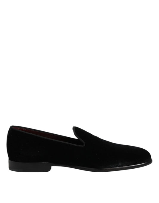 Mocassins à enfiler en velours noir Dolce &amp; Gabbana, chaussures habillées