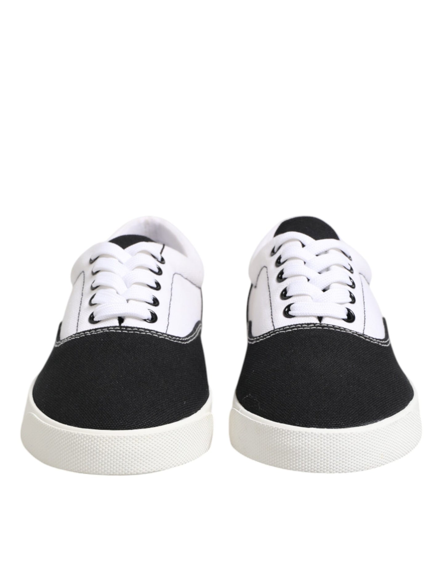 Dolce & Gabbana Black Cotton Canvas Lace Up Men Sneakers Shoes by Dolce & Gabbana