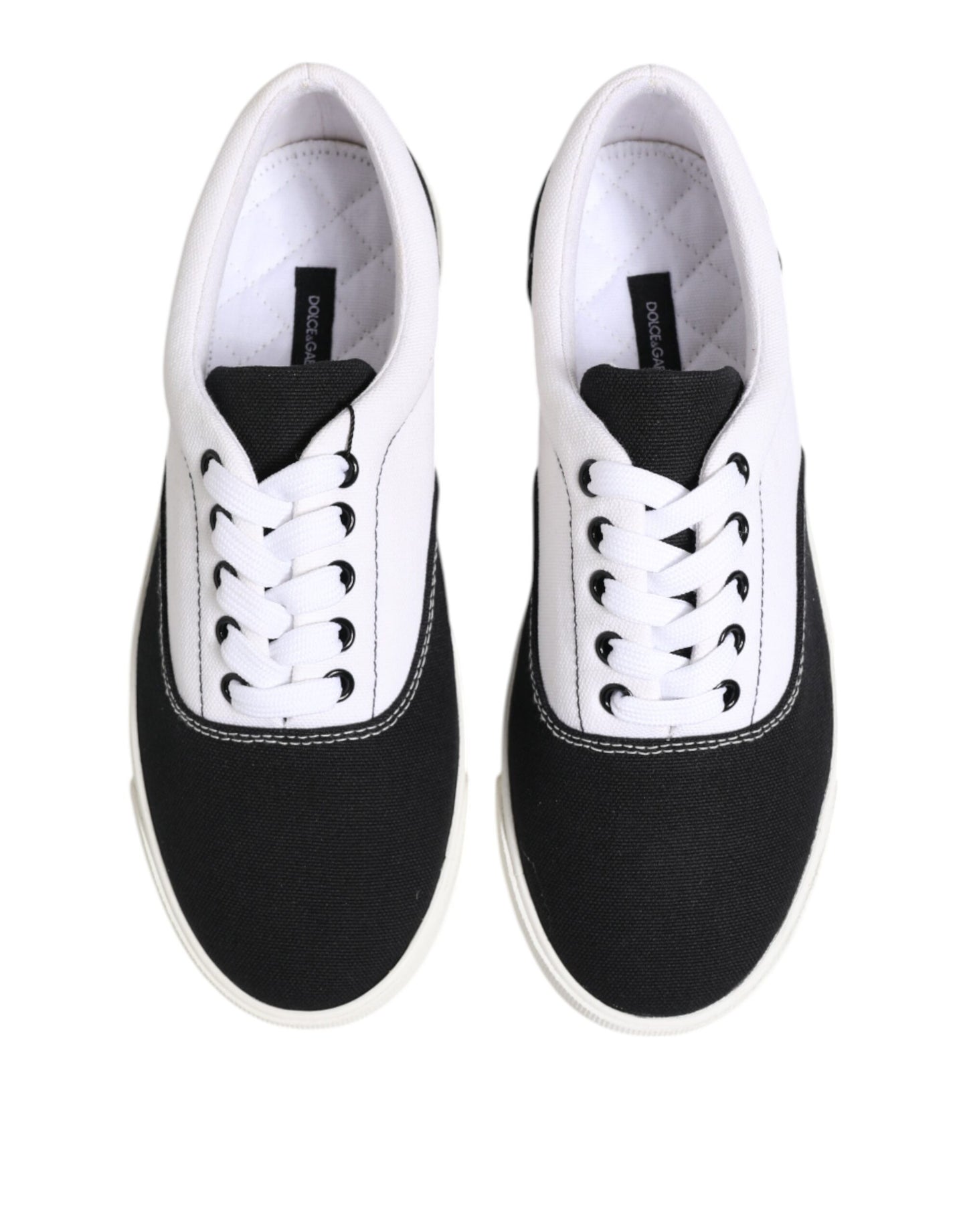 Dolce & Gabbana Black Cotton Canvas Lace Up Men Sneakers Shoes by Dolce & Gabbana