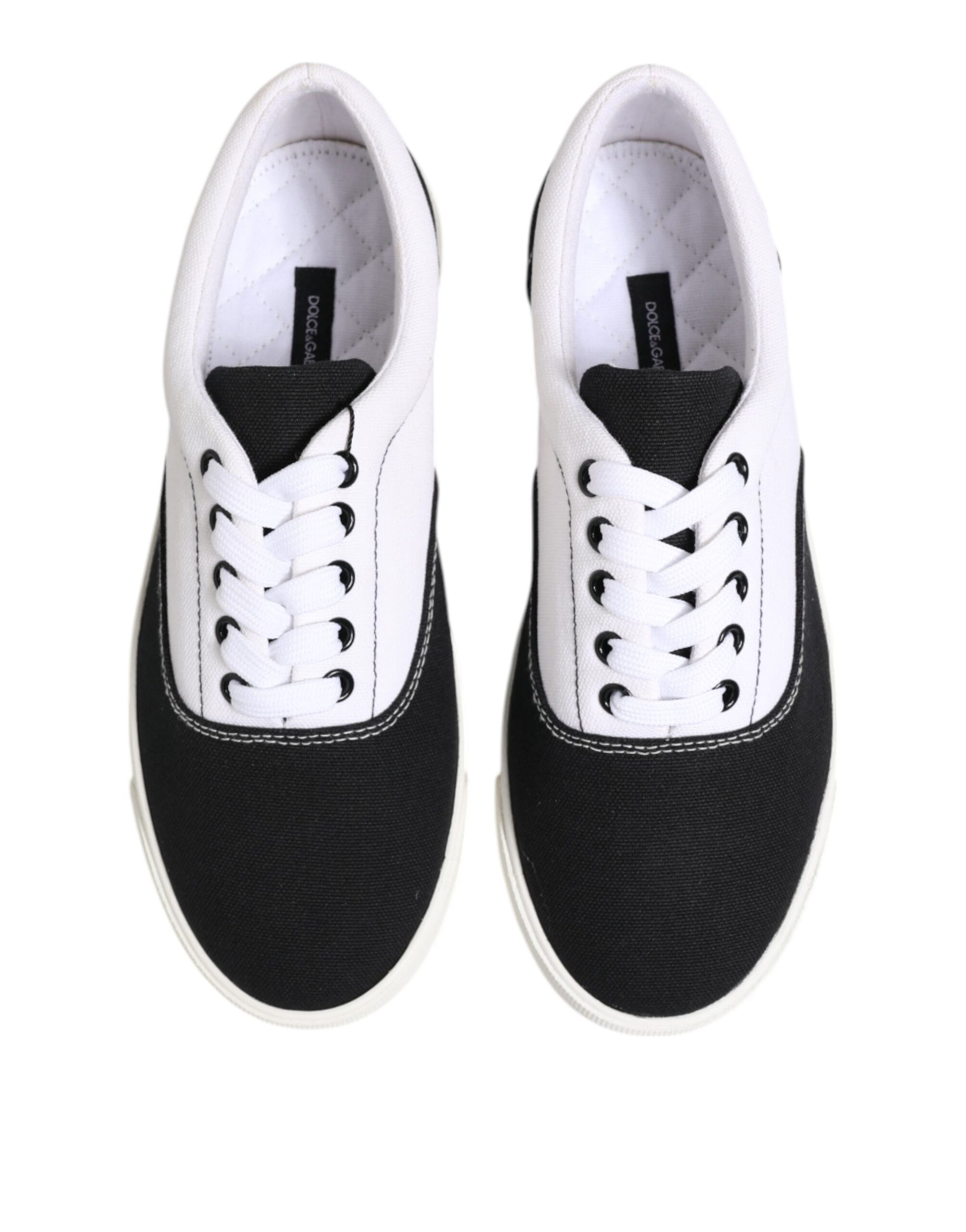Dolce & Gabbana Black Cotton Canvas Lace Up Men Sneakers Shoes by Dolce & Gabbana