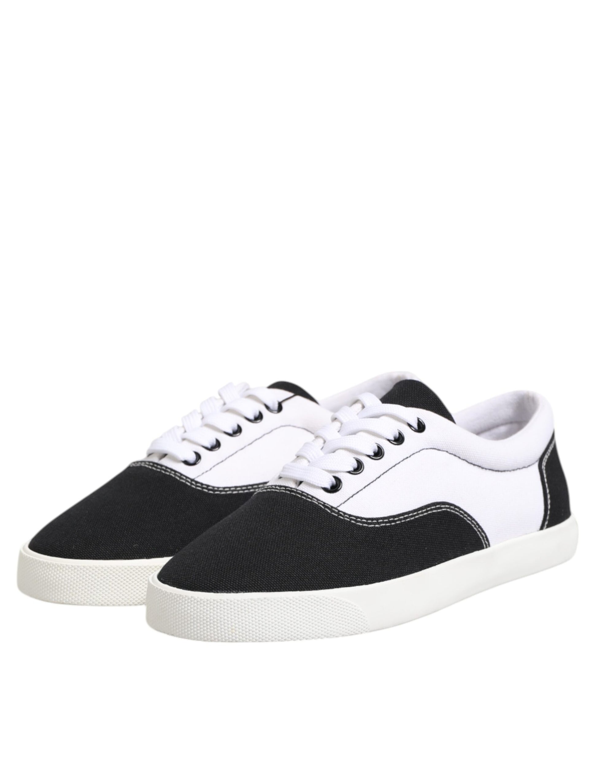 Dolce & Gabbana Black Cotton Canvas Lace Up Men Sneakers Shoes by Dolce & Gabbana