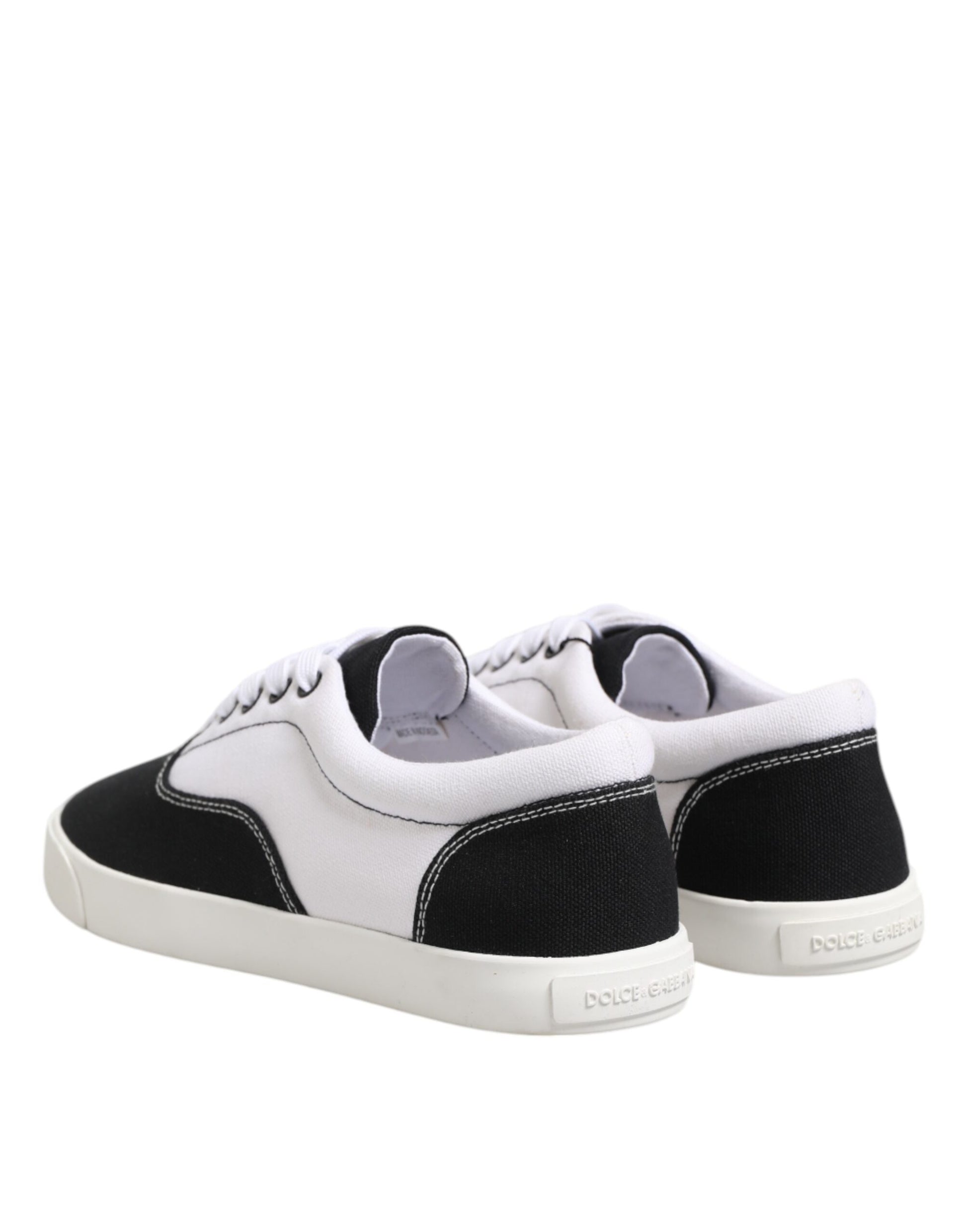 Dolce & Gabbana Black Cotton Canvas Lace Up Men Sneakers Shoes by Dolce & Gabbana