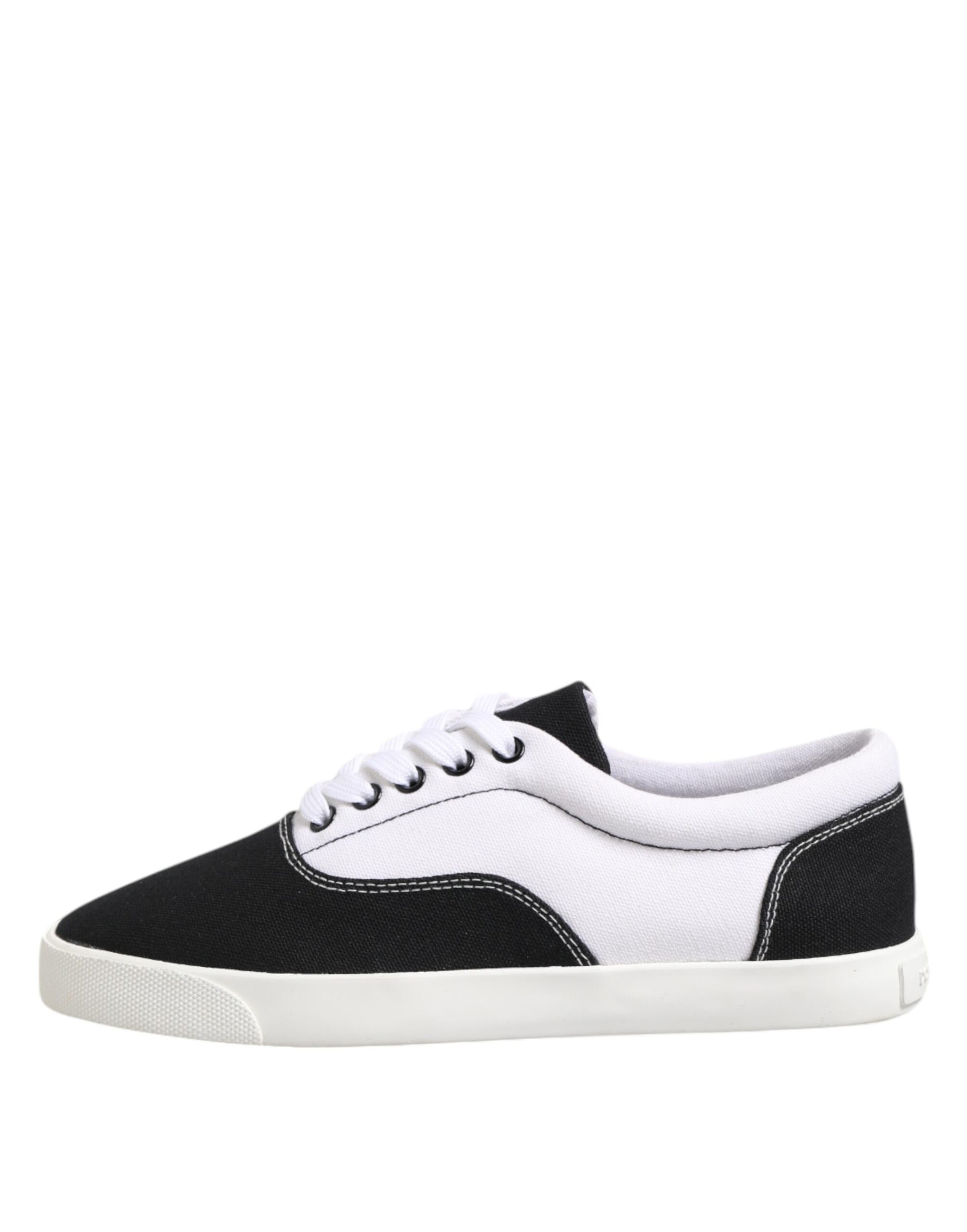 Dolce & Gabbana Black Cotton Canvas Lace Up Men Sneakers Shoes by Dolce & Gabbana